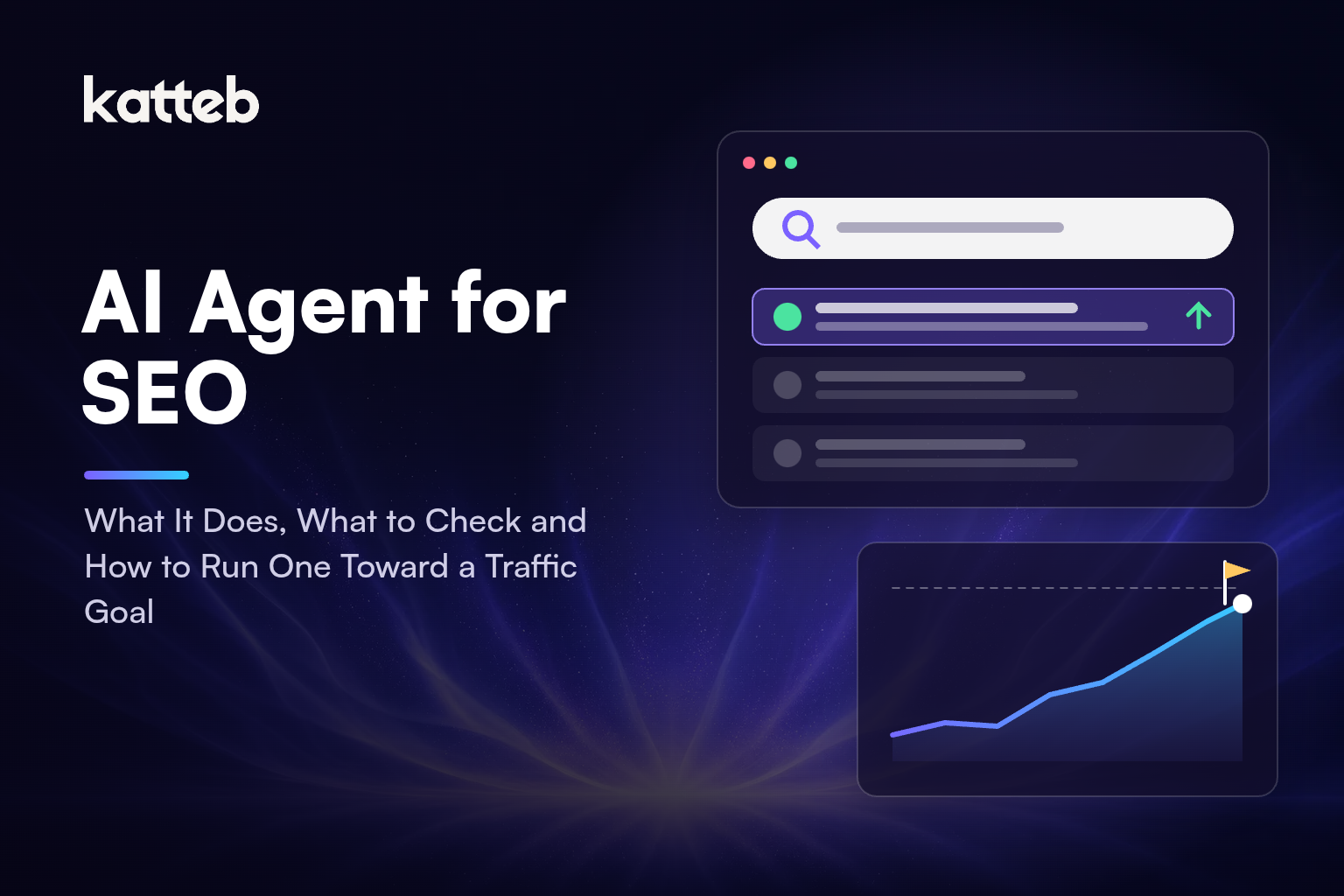 AI Agent for SEO: what it does, what to check and how to run one toward a traffic goal, Katteb featured image