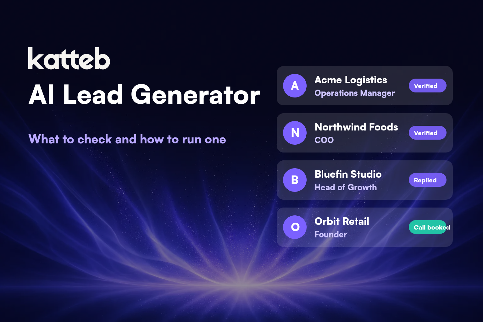 AI Lead Generator: what it does, what to check before you buy and how to run one toward a pipeline goal, Katteb featured image