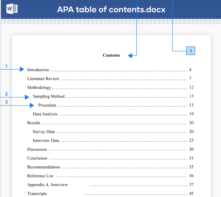 How To Write APA Table of Contents Format
